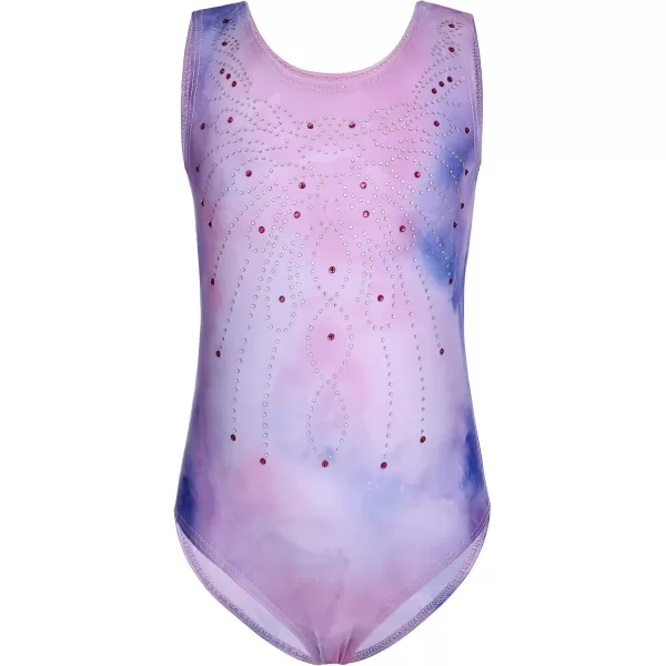 Zaclotre Kid Girls Gymnastic Leotard Sparkly Diamond Color Gradient Ballet Dance One Piece OutfitTie Dye Purple