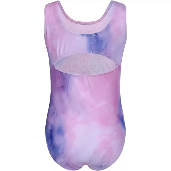 Zaclotre Kid Girls Gymnastic Leotard Sparkly Diamond Color Gradient Ballet Dance One Piece OutfitTie Dye Purple