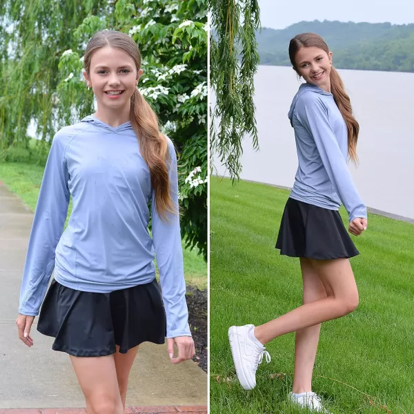Zaclotre Kids UPF50 Sun Shirt Girls Quick Dry Fit Sun Protection Clothing Athletic Hoodie with ThumbholesGrey