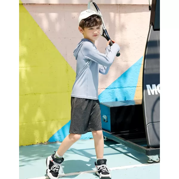 Zaclotre Kids UPF50 Sun Shirt Girls Quick Dry Fit Sun Protection Clothing Athletic Hoodie with ThumbholesGrey