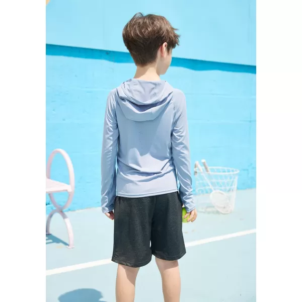 Zaclotre Kids UPF50 Sun Shirt Girls Quick Dry Fit Sun Protection Clothing Athletic Hoodie with ThumbholesGrey