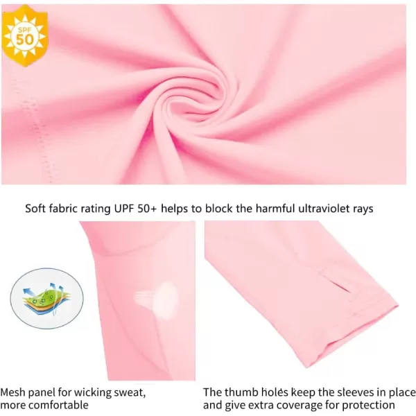 Zaclotre Kids UPF50 Sun Shirt Girls Quick Dry Fit Sun Protection Clothing Athletic Hoodie with ThumbholesPink