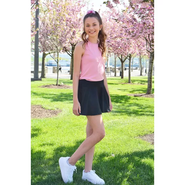 Zaclotre Skorts Skirts for Girls Elastic High Waisted Tennis Skirt with 2 Pockets Athletic Golf Workout Sports ShortsBlack