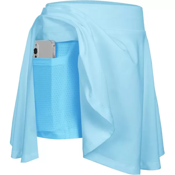 Zaclotre Skorts Skirts for Girls Elastic High Waisted Tennis Skirt with 2 Pockets Athletic Golf Workout Sports ShortsClear Blue