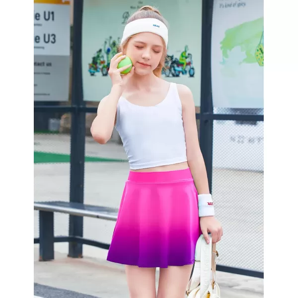 Zaclotre Skorts Skirts for Girls Elastic High Waisted Tennis Skirt with 2 Pockets Athletic Golf Workout Sports ShortsGradient Pink Purple