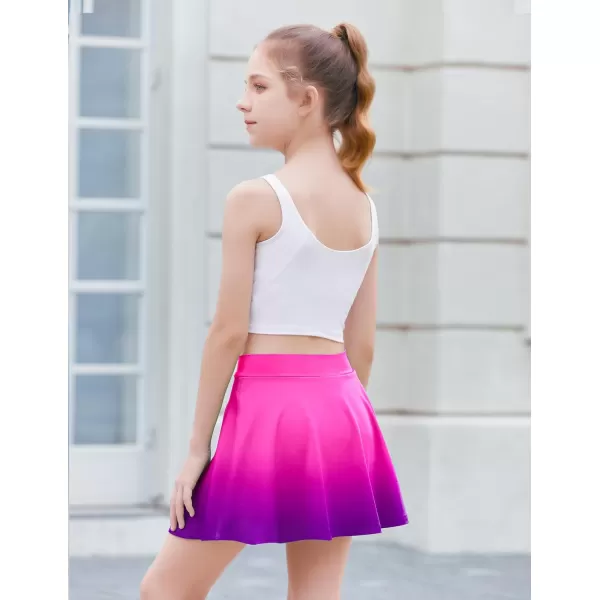 Zaclotre Skorts Skirts for Girls Elastic High Waisted Tennis Skirt with 2 Pockets Athletic Golf Workout Sports ShortsGradient Pink Purple