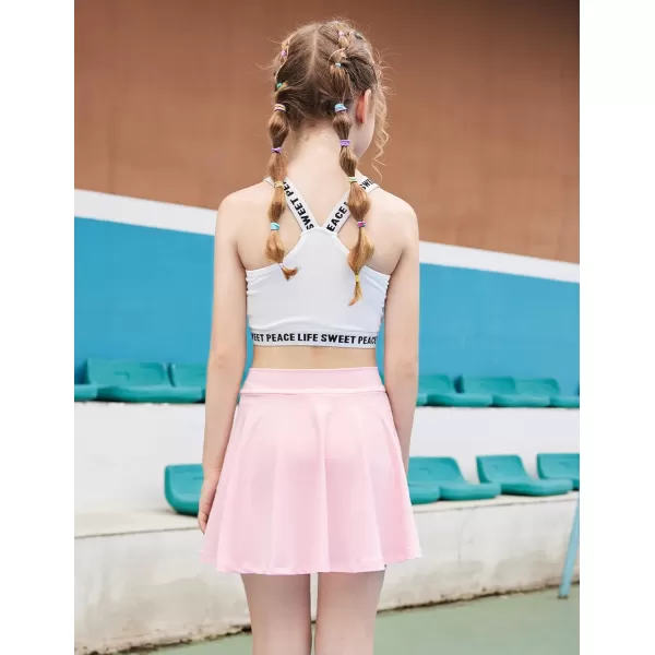 Zaclotre Skorts Skirts for Girls Elastic High Waisted Tennis Skirt with 2 Pockets Athletic Golf Workout Sports ShortsLight Pink