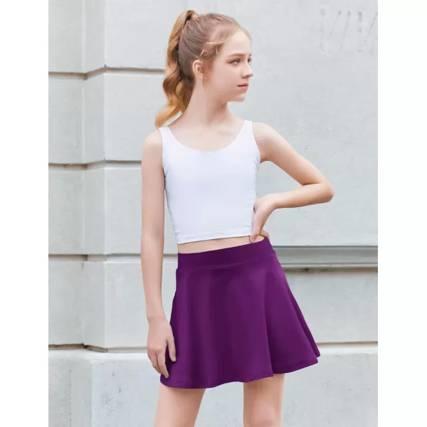 Zaclotre Skorts Skirts for Girls Elastic High Waisted Tennis Skirt with 2 Pockets Athletic Golf Workout Sports ShortsPurple
