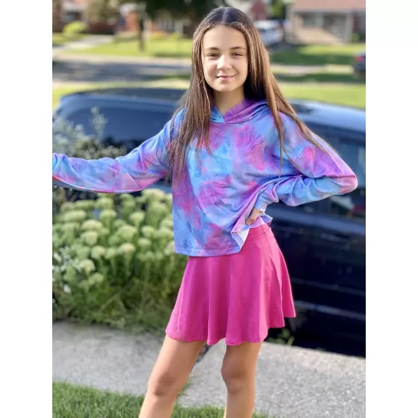 Zaclotre Skorts Skirts for Girls Elastic High Waisted Tennis Skirt with 2 Pockets Athletic Golf Workout Sports ShortsRose Red