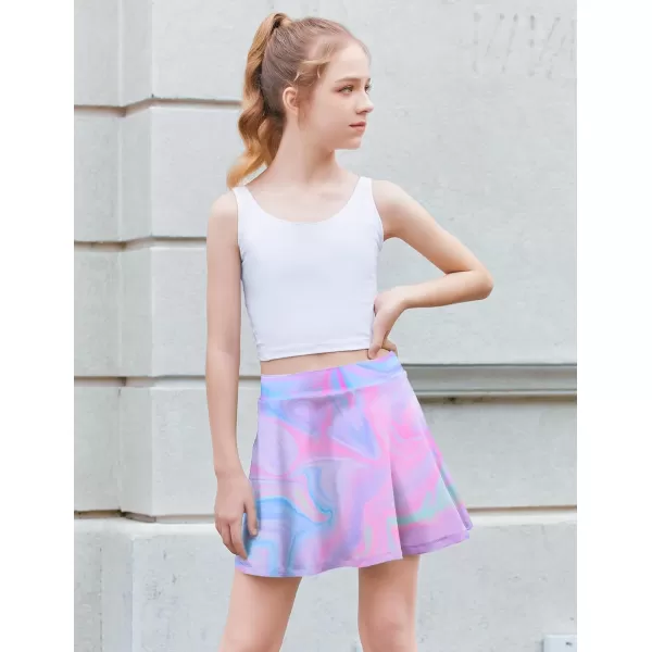 Zaclotre Skorts Skirts for Girls Elastic High Waisted Tennis Skirt with 2 Pockets Athletic Golf Workout Sports ShortsTie Dye