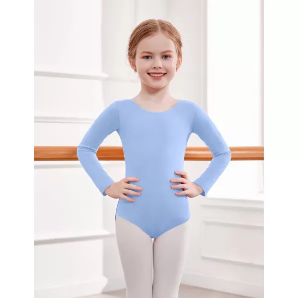 Zaclotre Team Basic Leotards for Girls Long Sleeve Crisscross Ballet Dance Gymnastic Outfits for KidsBlue