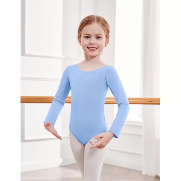 Zaclotre Team Basic Leotards for Girls Long Sleeve Crisscross Ballet Dance Gymnastic Outfits for KidsBlue