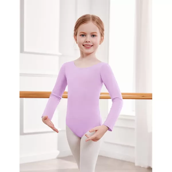 Zaclotre Team Basic Leotards for Girls Long Sleeve Crisscross Ballet Dance Gymnastic Outfits for KidsLilac