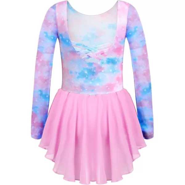 Zaclotre Ballet Leotards for Girls Toddler Classic Long Sleeve CrissCross Back Dance Dress Ballerina OutfitsPurple Starry