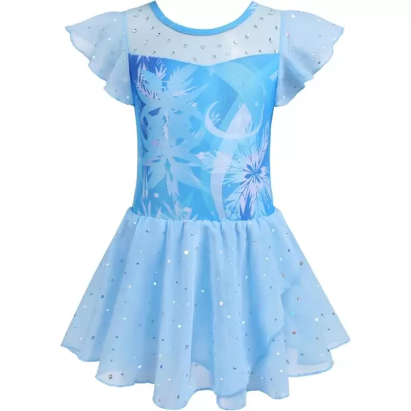 Zaclotre Girls Ballet Leotards Ruffle Sleeve Sparkle Dance Leotard Toddler Ballerina Dress OutfitsIce Snow Blue