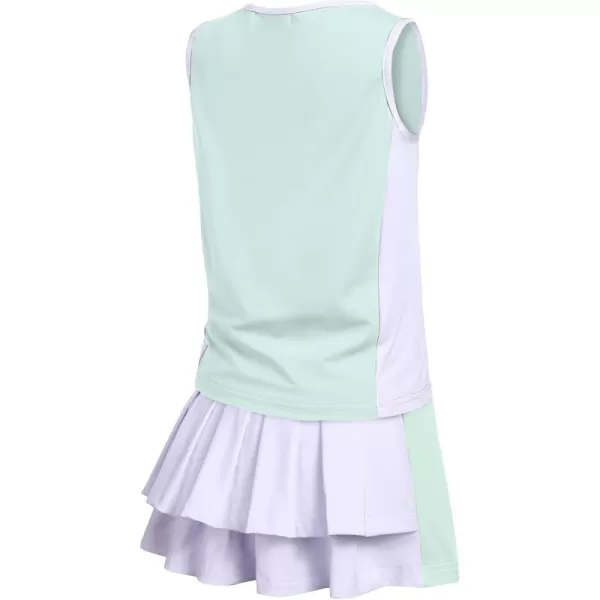 Zaclotre Girls Tennis Golf Dress Outfit Sleeveless Tank Top and Skorts Sets Sport Skirt with ShortsAqua Blue