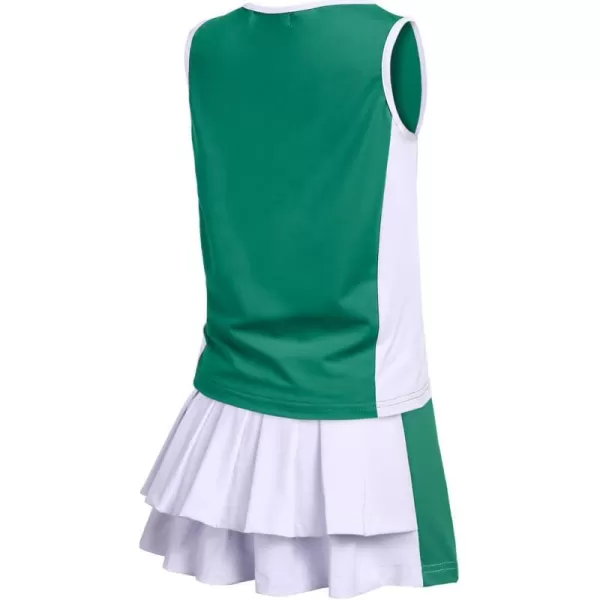 Zaclotre Girls Tennis Golf Dress Outfit Sleeveless Tank Top and Skorts Sets Sport Skirt with ShortsDark Green