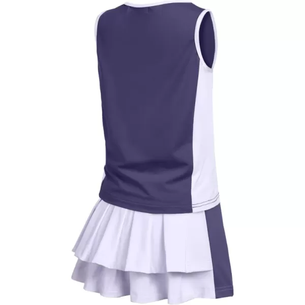 Zaclotre Girls Tennis Golf Dress Outfit Sleeveless Tank Top and Skorts Sets Sport Skirt with ShortsNavy Blue