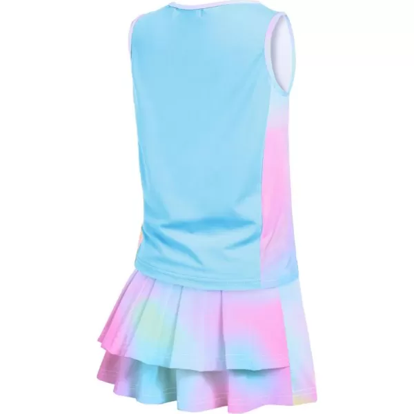 Zaclotre Girls Tennis Golf Dress Outfit Sleeveless Tank Top and Skorts Sets Sport Skirt with ShortsTie Dye 2