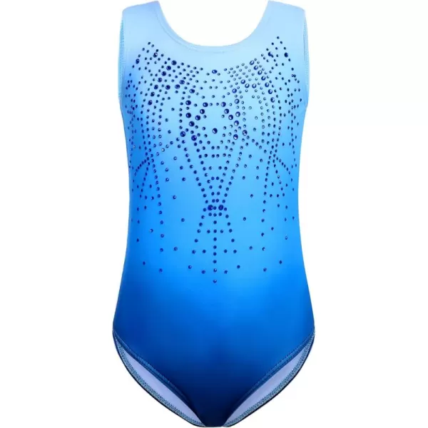 Zaclotre Gymnastics Leotards for Girls with Shorts Rainbow Star Leopard Toddler Kids Sparkly Dance Outfits BiketardGradient Blue