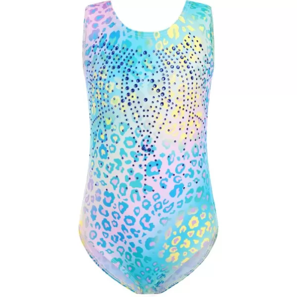Zaclotre Gymnastics Leotards for Girls with Shorts Rainbow Star Leopard Toddler Kids Sparkly Dance Outfits BiketardMulticolor Leopard