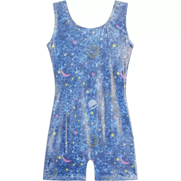 Zaclotre Gymnastics Leotards for Girls with Shorts Rainbow Star Leopard Toddler Kids Sparkly Dance Outfits BiketardNavy Starry