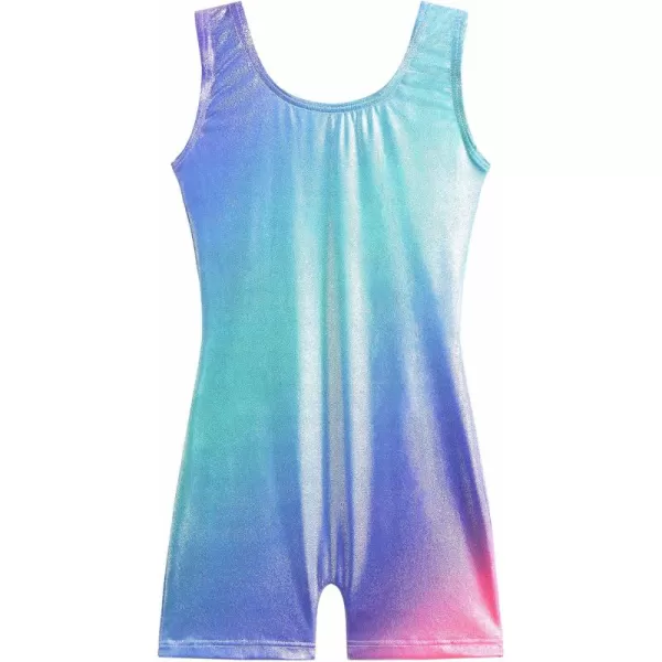 Zaclotre Gymnastics Leotards for Girls with Shorts Rainbow Star Leopard Toddler Kids Sparkly Dance Outfits BiketardRainbow Gradient