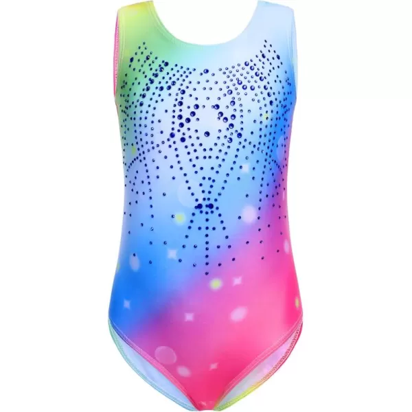 Zaclotre Gymnastics Leotards for Girls with Shorts Rainbow Star Leopard Toddler Kids Sparkly Dance Outfits BiketardShiny Rainbow