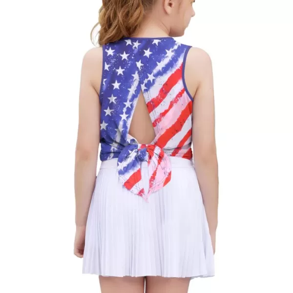 Zaclotre Kid Girls Athletic Tank Tops Open Tie Back Sleeveless Workout Running Tennis Sports Shirts 514YearsStars