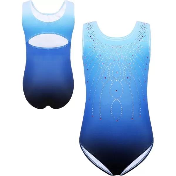 Zaclotre Kid Girls Gymnastic Leotard Sparkly Diamond Color Gradient Ballet Dance One Piece OutfitBlue
