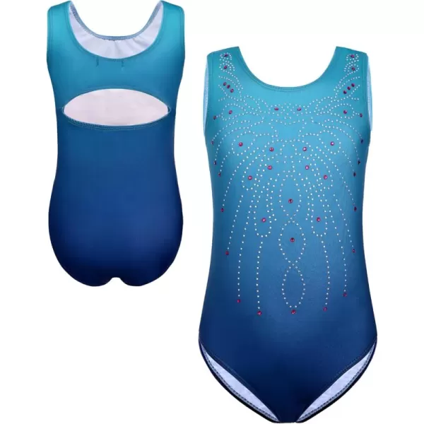 Zaclotre Kid Girls Gymnastic Leotard Sparkly Diamond Color Gradient Ballet Dance One Piece OutfitGreen