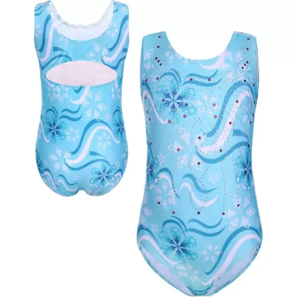 Zaclotre Kid Girls Gymnastic Leotard Sparkly Diamond Color Gradient Ballet Dance One Piece OutfitSnow Blue