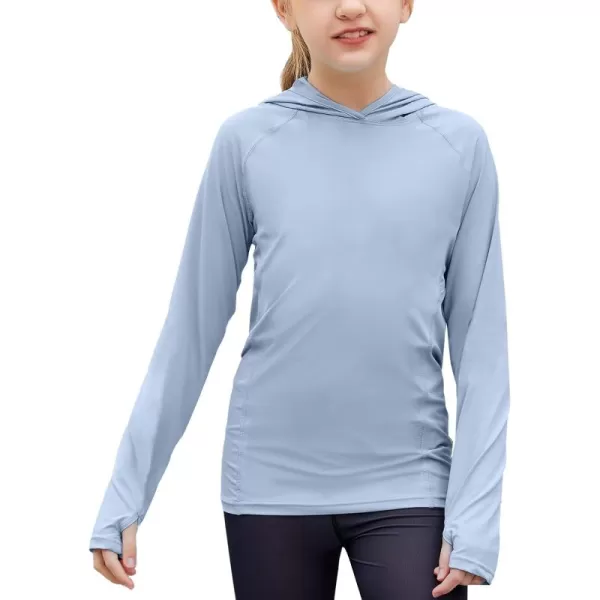 Zaclotre Kids UPF50 Sun Shirt Girls Quick Dry Fit Sun Protection Clothing Athletic Hoodie with ThumbholesGrey