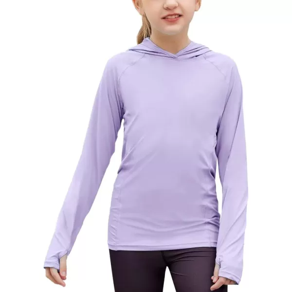 Zaclotre Kids UPF50 Sun Shirt Girls Quick Dry Fit Sun Protection Clothing Athletic Hoodie with ThumbholesPurple
