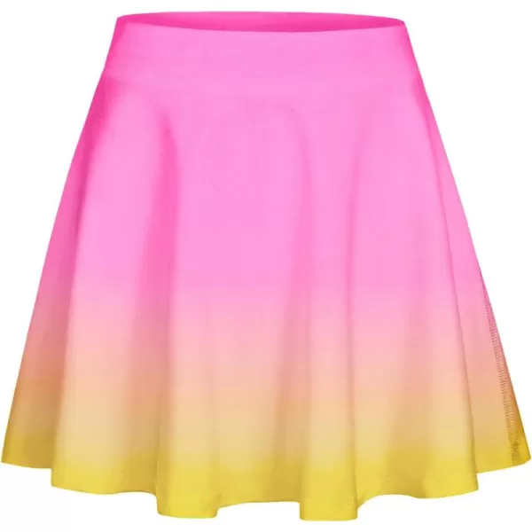 Zaclotre Skorts Skirts for Girls Elastic High Waisted Tennis Skirt with 2 Pockets Athletic Golf Workout Sports ShortsGradient Pink Yellow