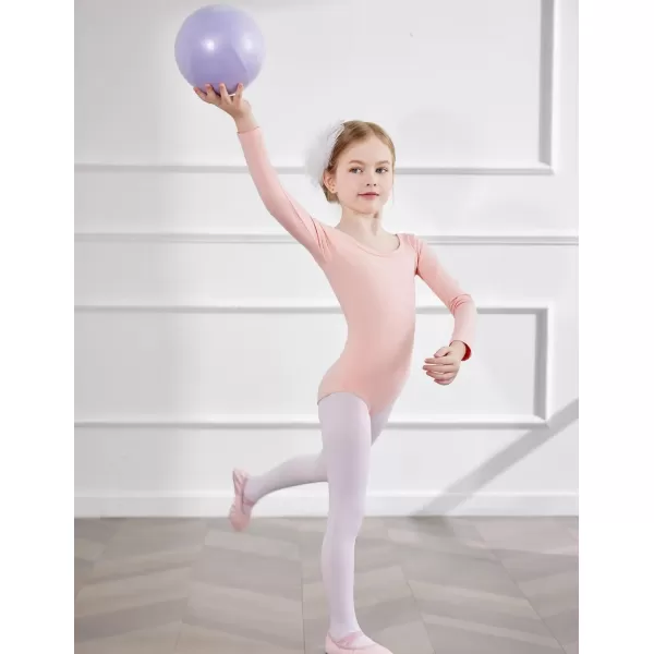 Zaclotre Ballet Leotards for Girls Long Sleeve Crisscross Back Dance Outfit with Removable Shiny Skirt Leotard ComboBallet Pink