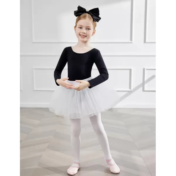 Zaclotre Ballet Leotards for Girls Long Sleeve Crisscross Back Dance Outfit with Removable Shiny Skirt Leotard ComboBlack