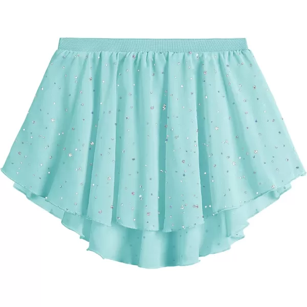 Zaclotre Ballet Leotards for Girls Long Sleeve Crisscross Back Dance Outfit with Removable Shiny Skirt Leotard ComboBlue Mermaid