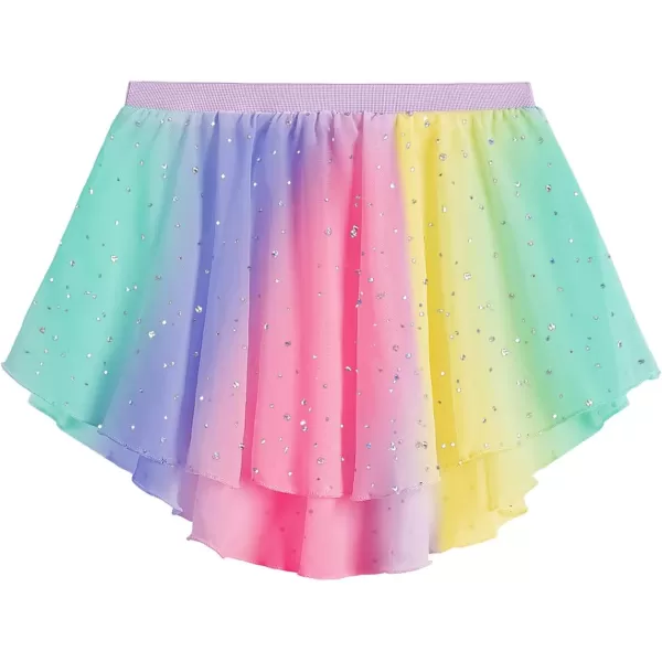 Zaclotre Ballet Leotards for Girls Long Sleeve Crisscross Back Dance Outfit with Removable Shiny Skirt Leotard ComboRainbow Leopard