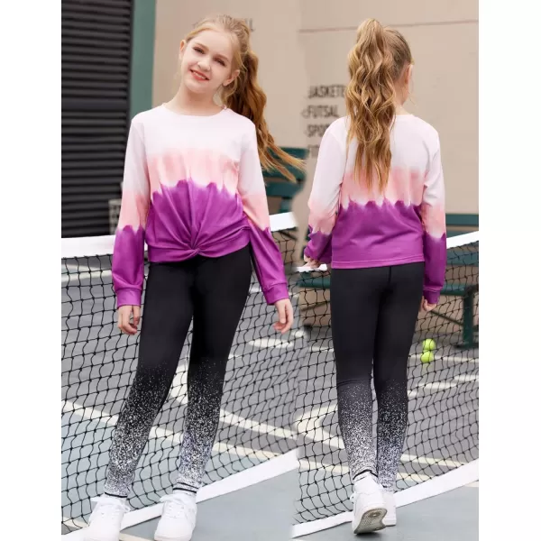 Zaclotre Girls Athletic Leggings Kids High Waist Yoga Pants Tennis Runnig Workout Footless Active Legging PantsGradient Black