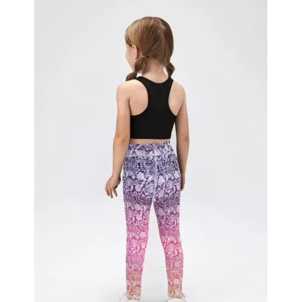 Zaclotre Girls Athletic Leggings Kids High Waist Yoga Pants Tennis Runnig Workout Footless Active Legging PantsRainbow01