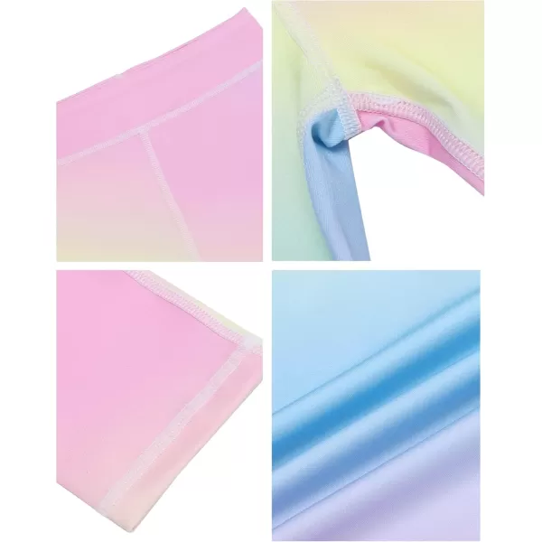 Zaclotre Girls Athletic Leggings Kids High Waist Yoga Pants Tennis Runnig Workout Footless Active Legging PantsRainbow02