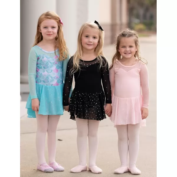 Zaclotre Girls Ballet Leotard Long Sleeve Ballerina Outfits Clothes Shiny Hi Low Skirt Dance Dress for 311 YearsBlack