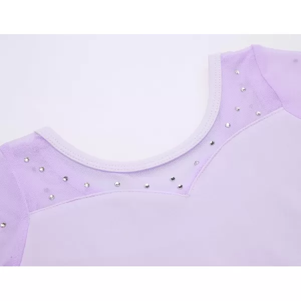 Zaclotre Girls Ballet Leotard Long Sleeve Ballerina Outfits Clothes Shiny Hi Low Skirt Dance Dress for 311 YearsLavender