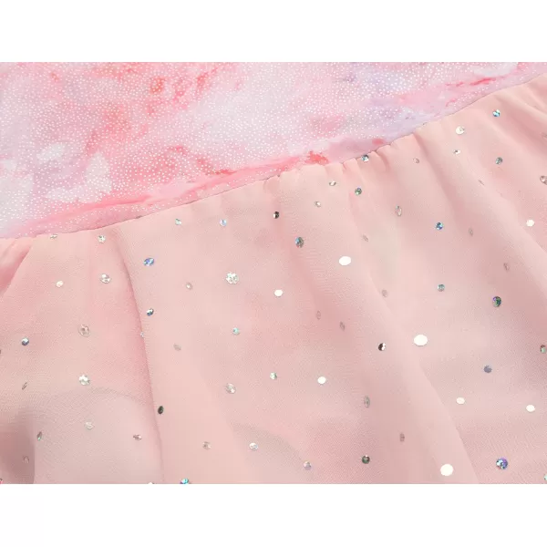 Zaclotre Girls Ballet Leotard Long Sleeve Ballerina Outfits Clothes Shiny Hi Low Skirt Dance Dress for 311 YearsPink Butterfly