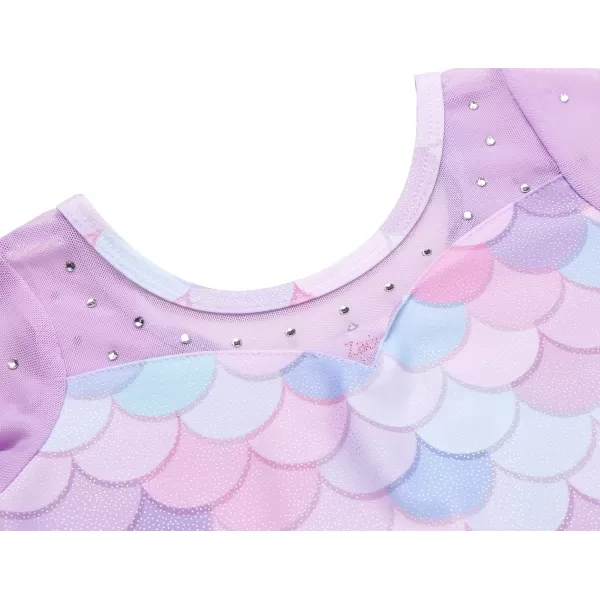 Zaclotre Girls Ballet Leotard Long Sleeve Ballerina Outfits Clothes Shiny Hi Low Skirt Dance Dress for 311 YearsPurple Mermaid