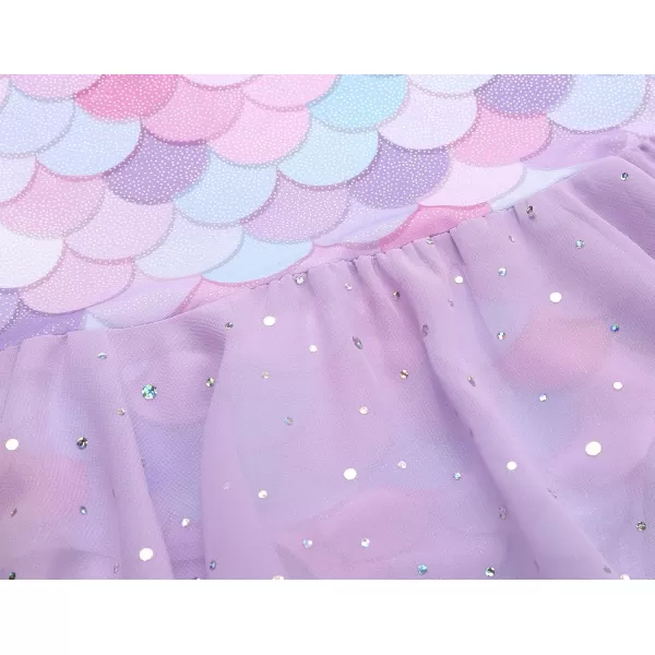 Zaclotre Girls Ballet Leotard Long Sleeve Ballerina Outfits Clothes Shiny Hi Low Skirt Dance Dress for 311 YearsPurple Mermaid
