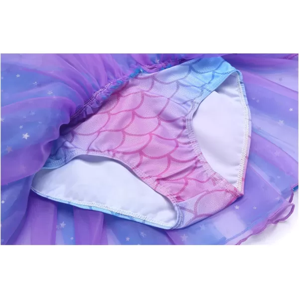 Zaclotre Girls Ballet Leotards Sparkly Sleevesless Mesh Dance Dress Tutu Ballerina Costume for KidsBlue Mermaid
