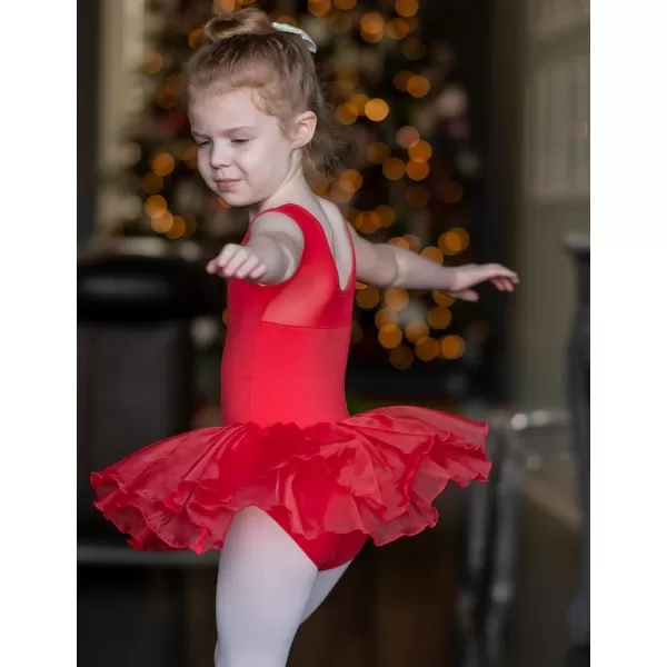 Zaclotre Girls Ballet Leotards Sparkly Sleevesless Mesh Dance Dress Tutu Ballerina Costume for KidsRed