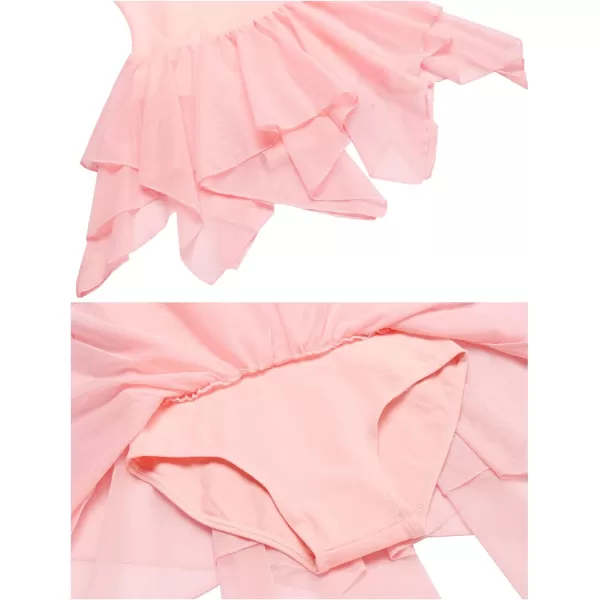 Zaclotre Girls Ballet Leotards with Irregular 2Layer Skirts Long Sleeve Dance Dress Toddler Ballerina OutfitsBallet Pink